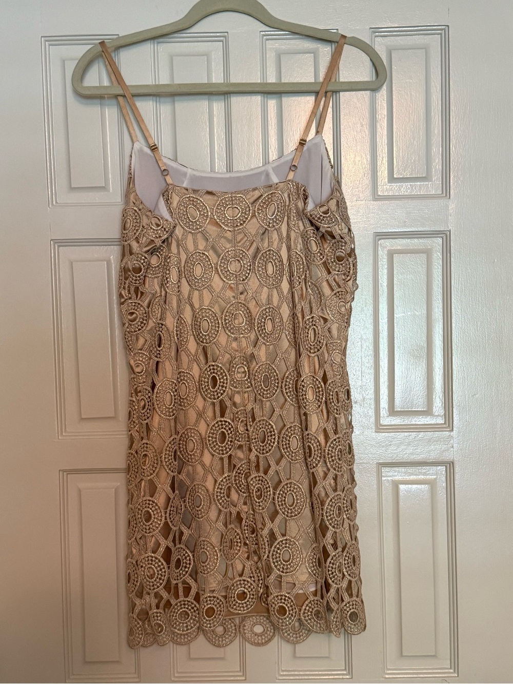Lilly Pulitzer Gold Lace Sheath Dress - Women's Sleeveless Cocktail Dress - Picture 3 of 4